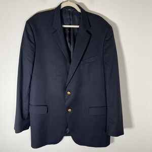 346 Brooks Brothers Blazer Jacket 46L‎ Wool Navy Gold Sheep Buttons Quiet Luxury